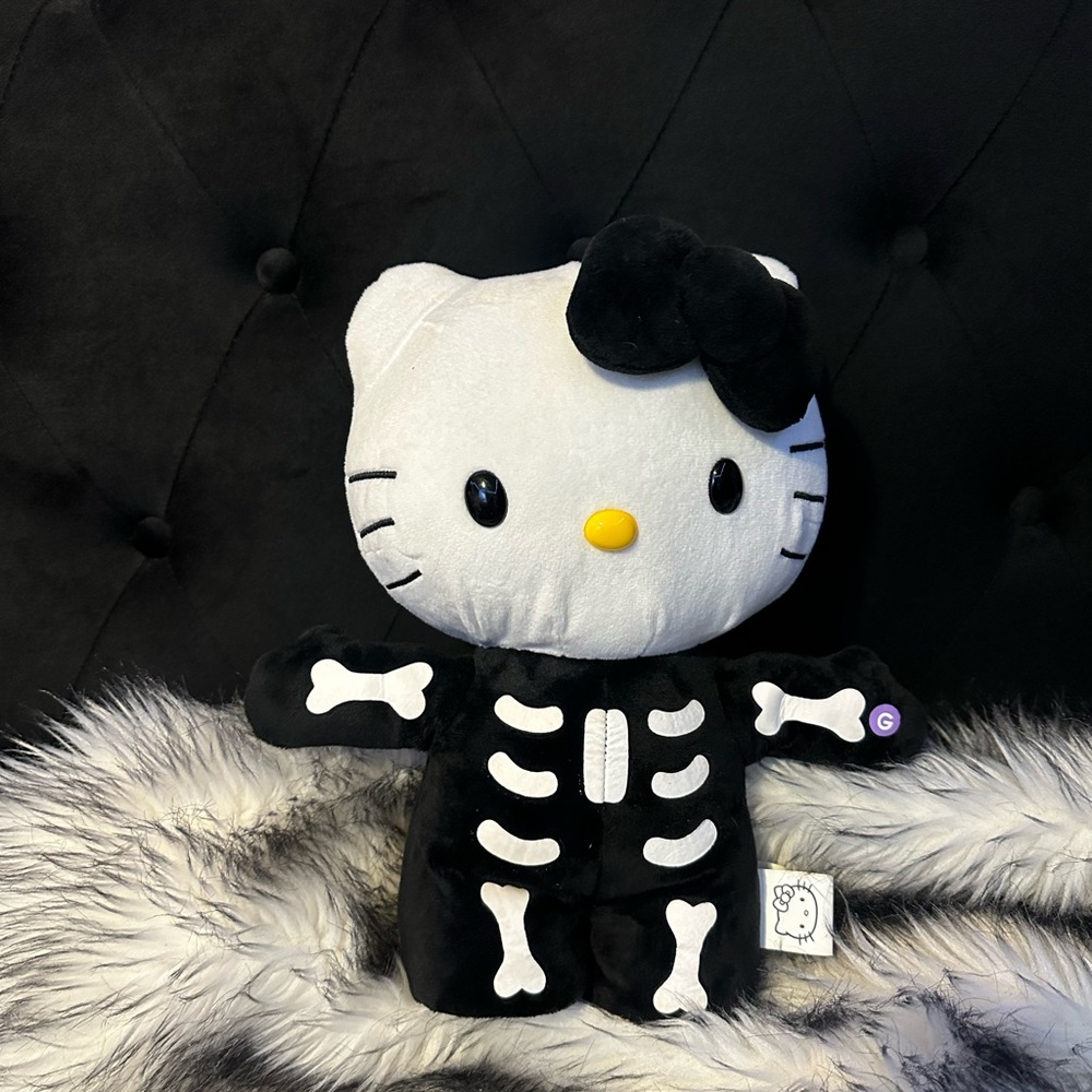 Hello Kitty dancing Skeleton Plush Toy - Black and White
